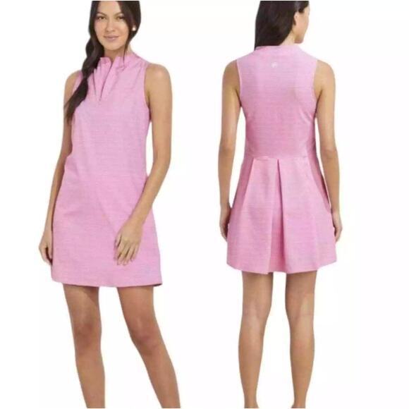 New! Vineyard Vines Sleeveless Golf Dress Pink Cloud forest Geo, size XS - Picture 15 of 16